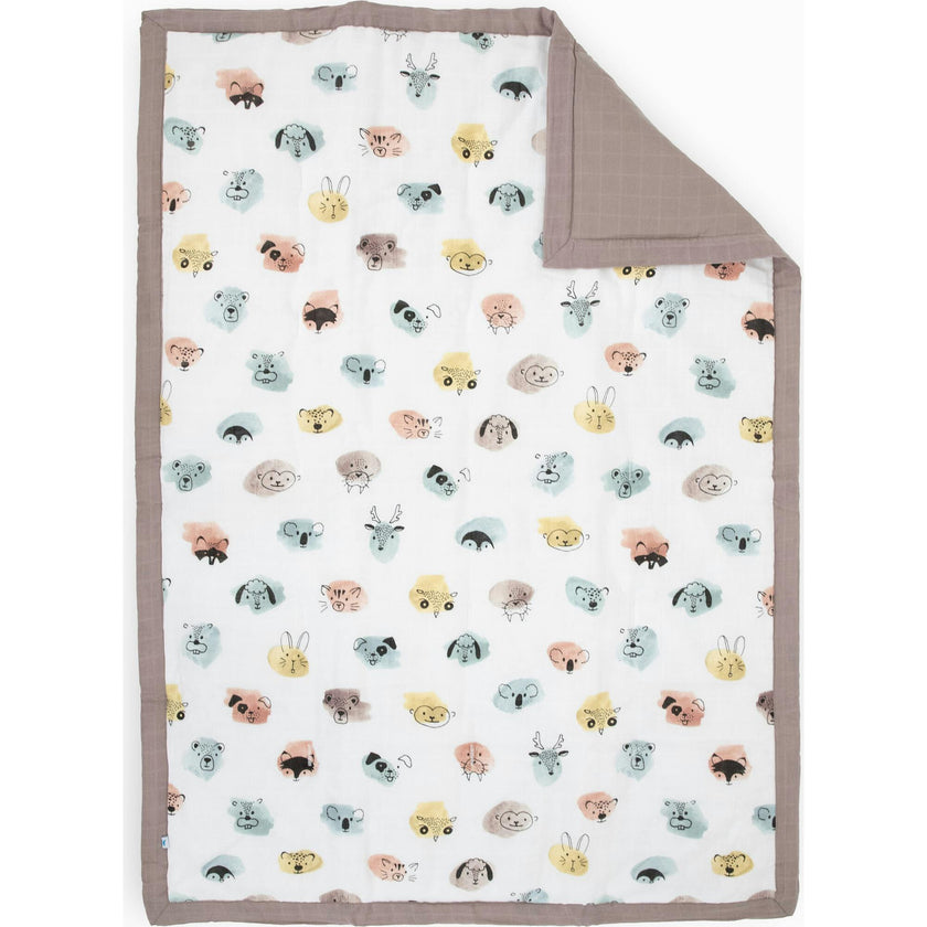 Cotton Muslin Toddler Bedding 3 Piece Set - Watercolor Critters