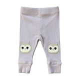 Girls Patch Ribbed Leggings in Owl on Lavender Cloud