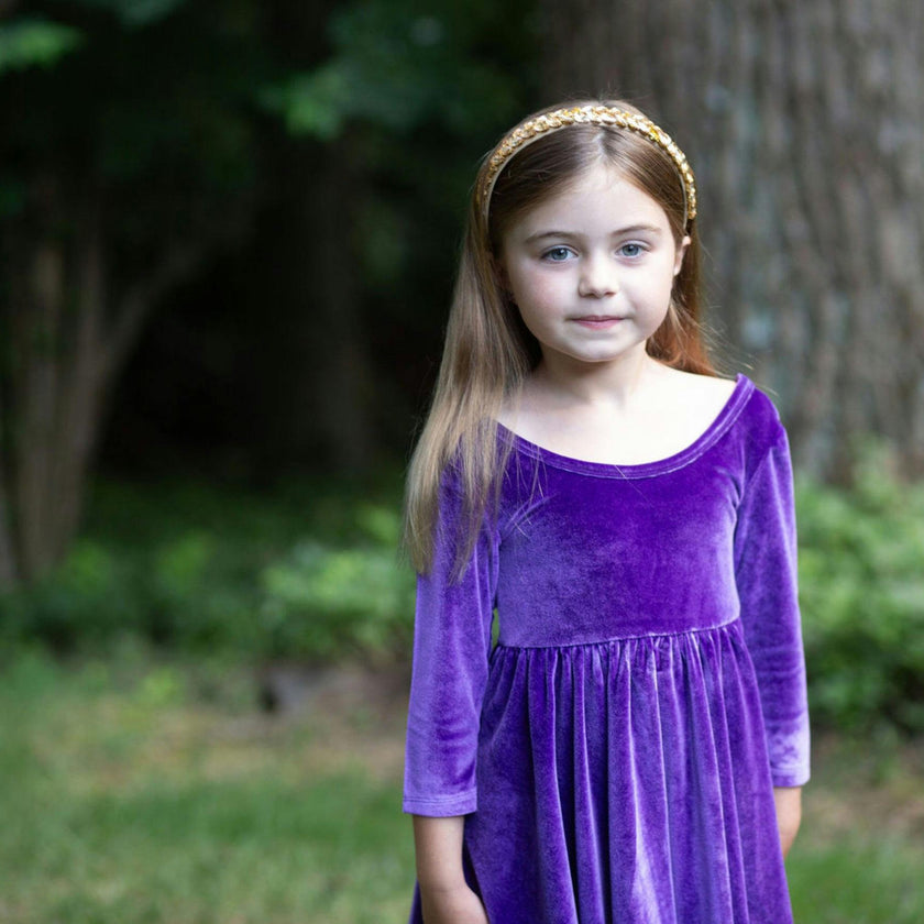 Twirly Dress in Dark Purple Stretch Velvet