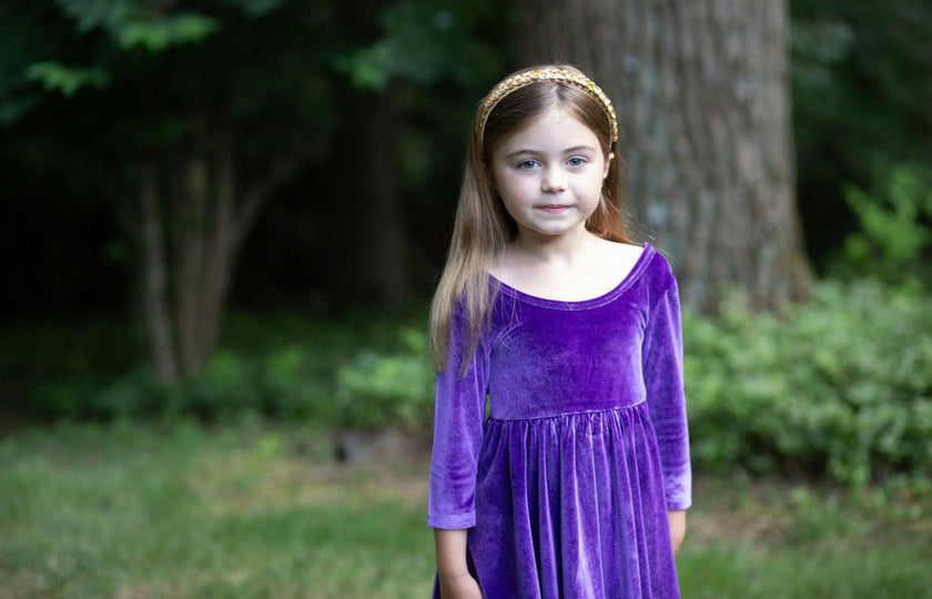 Twirly Dress in Dark Purple Stretch Velvet