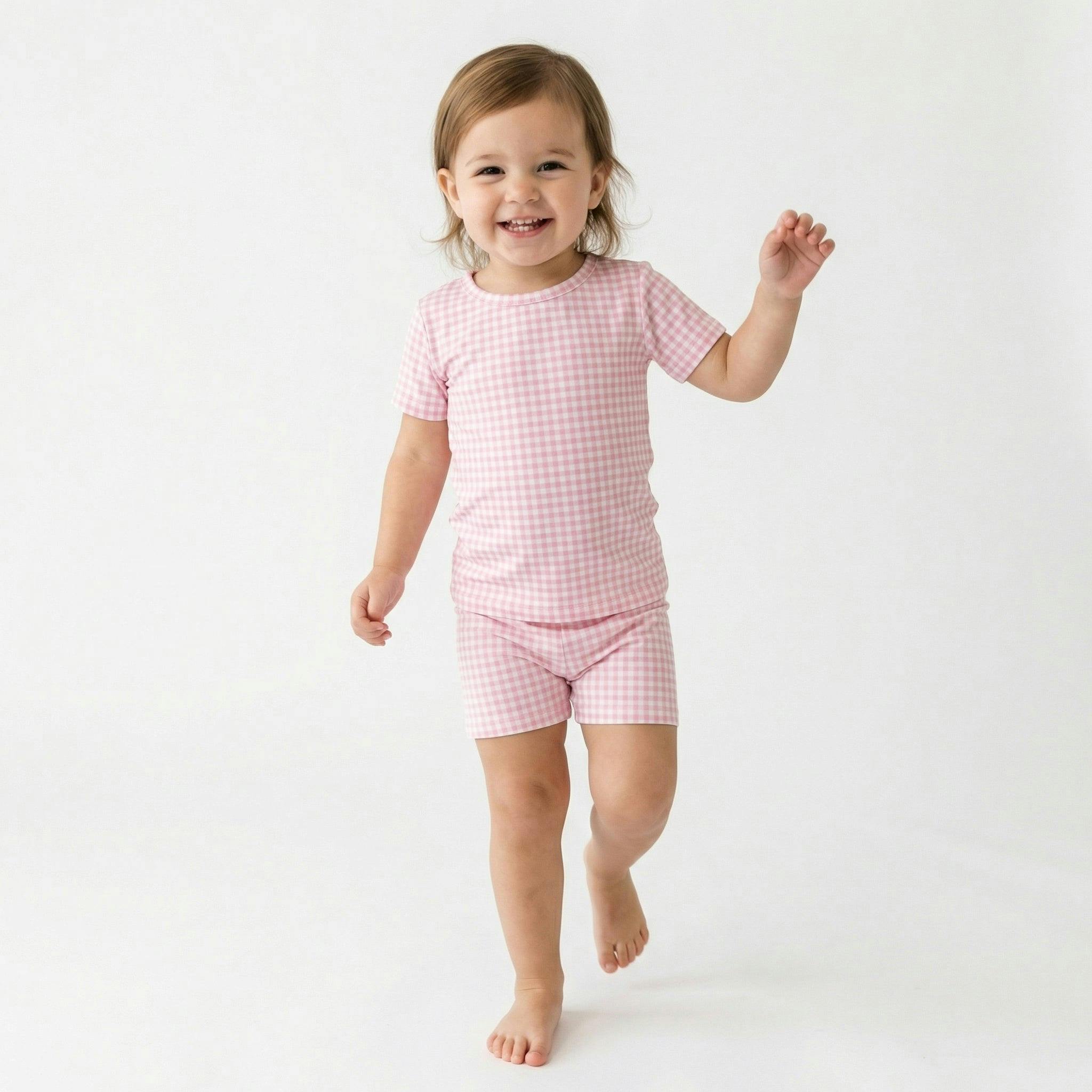 Sugar Gingham Short Sleeve & Shorts Bamboo Toddler Pajama Set