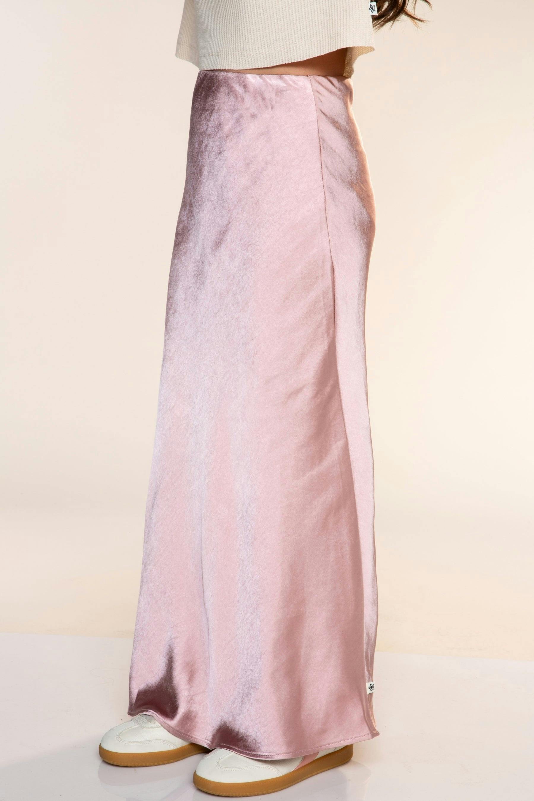 Washed Satin Maxi Skirt