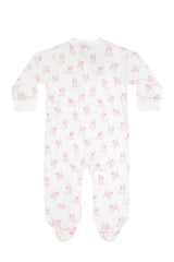 Pink Puppy Love Print Zipper Footie