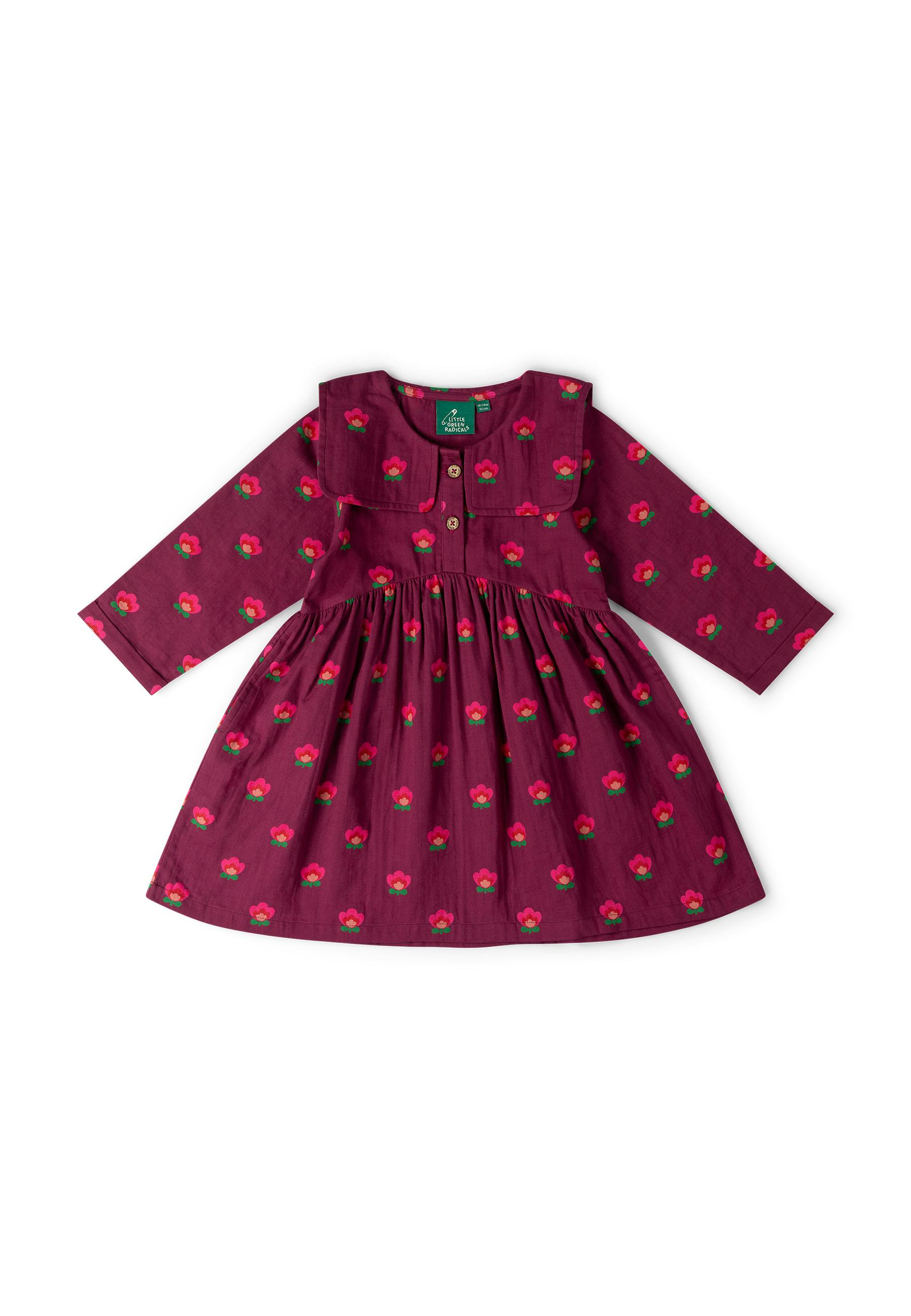 Pink Flowers Sailor Dress, Purple