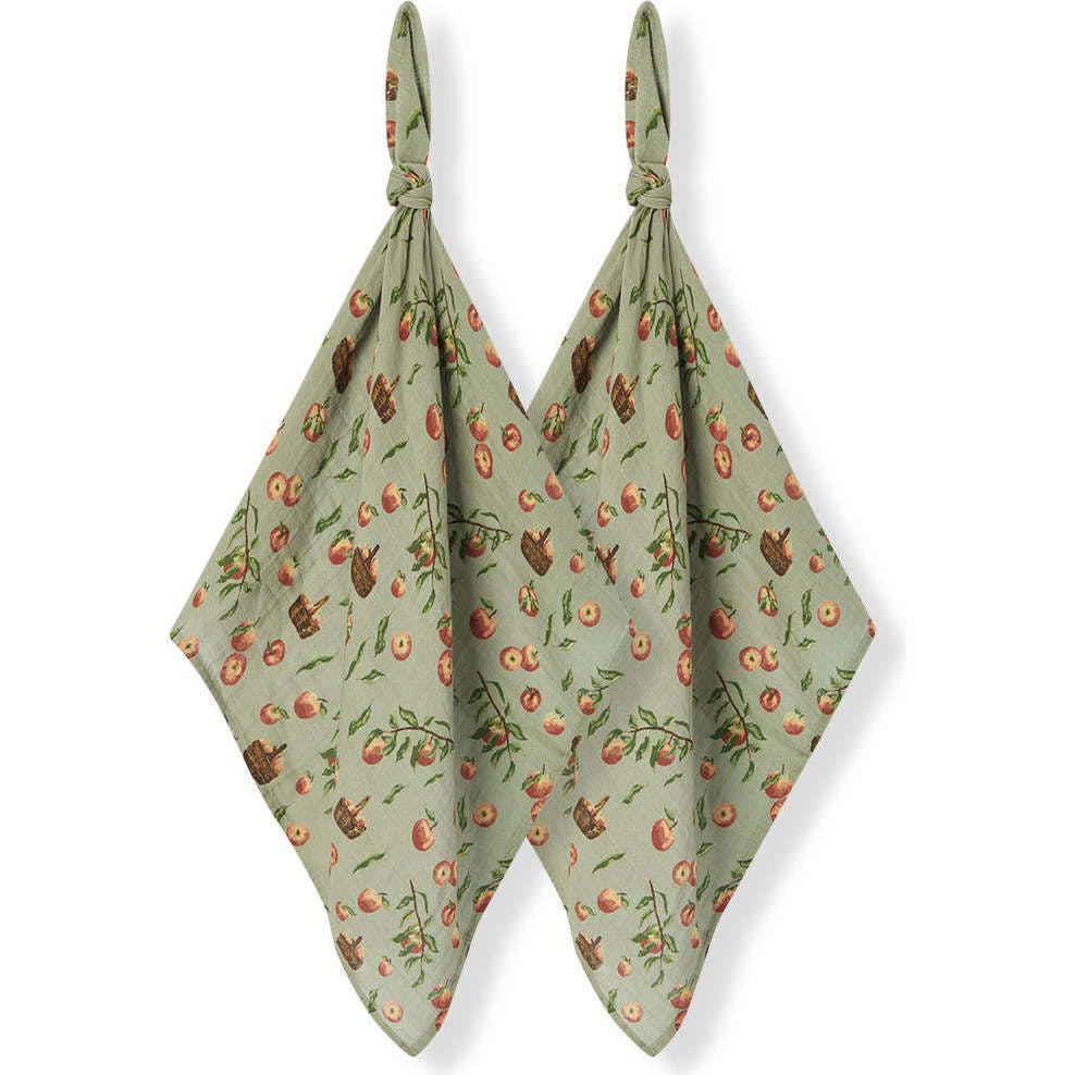 Apple Orchard Organic Cotton Two-Piece Burp Cloth Set