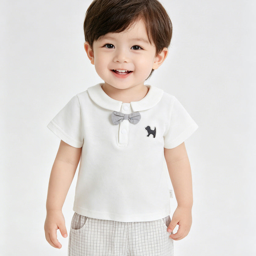 White Dog Bow Set