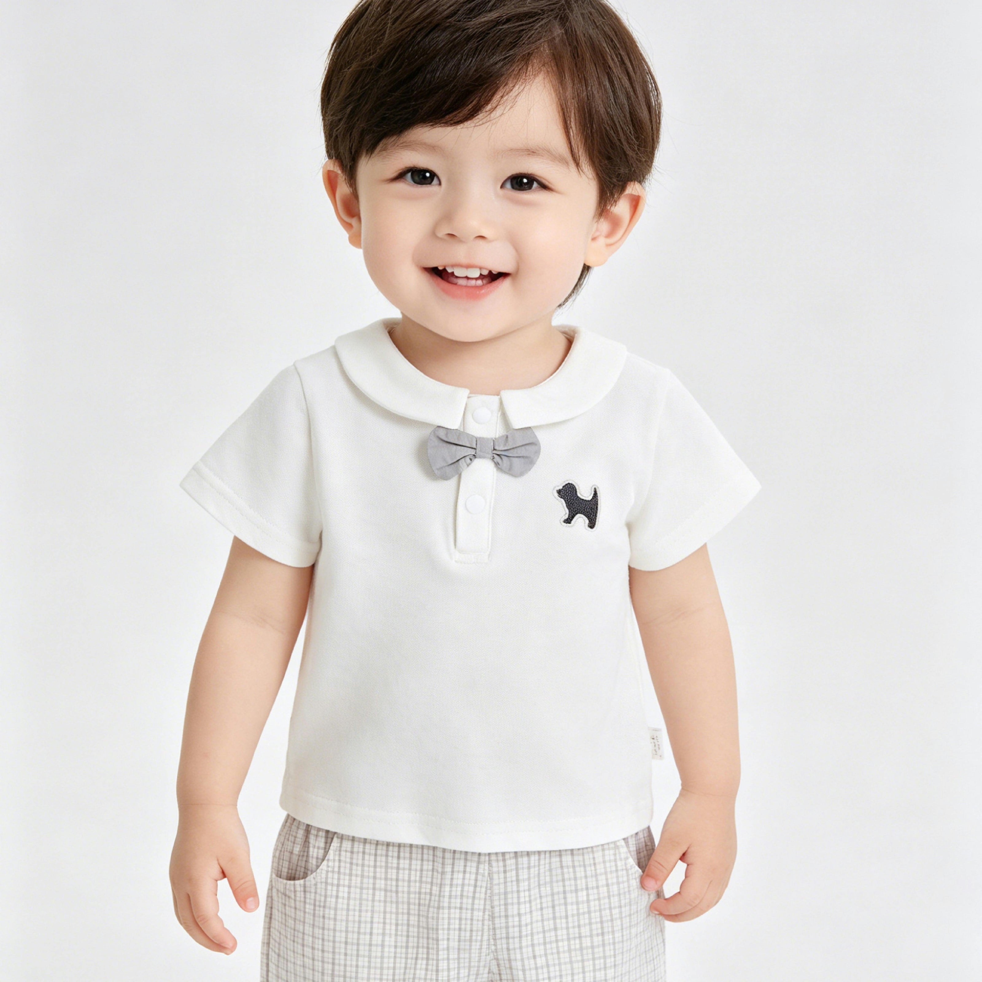 White Dog Bow Set