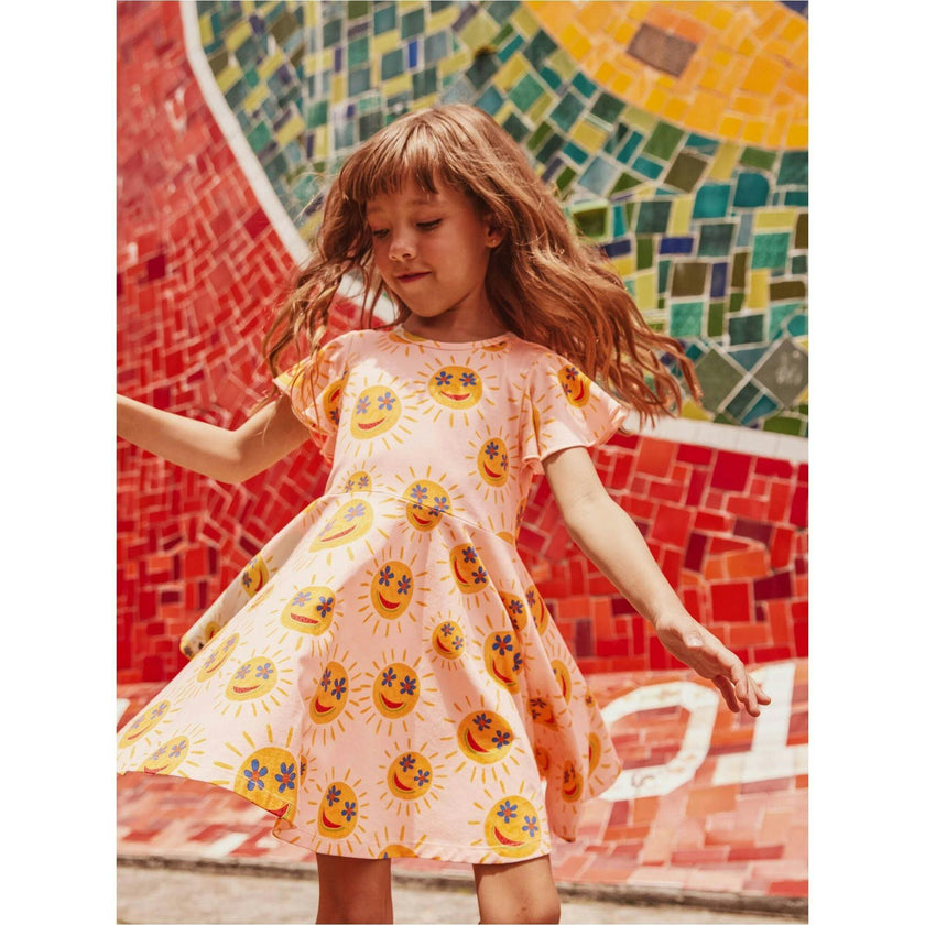 Flutter Sleeve Twirl Dress, Multi