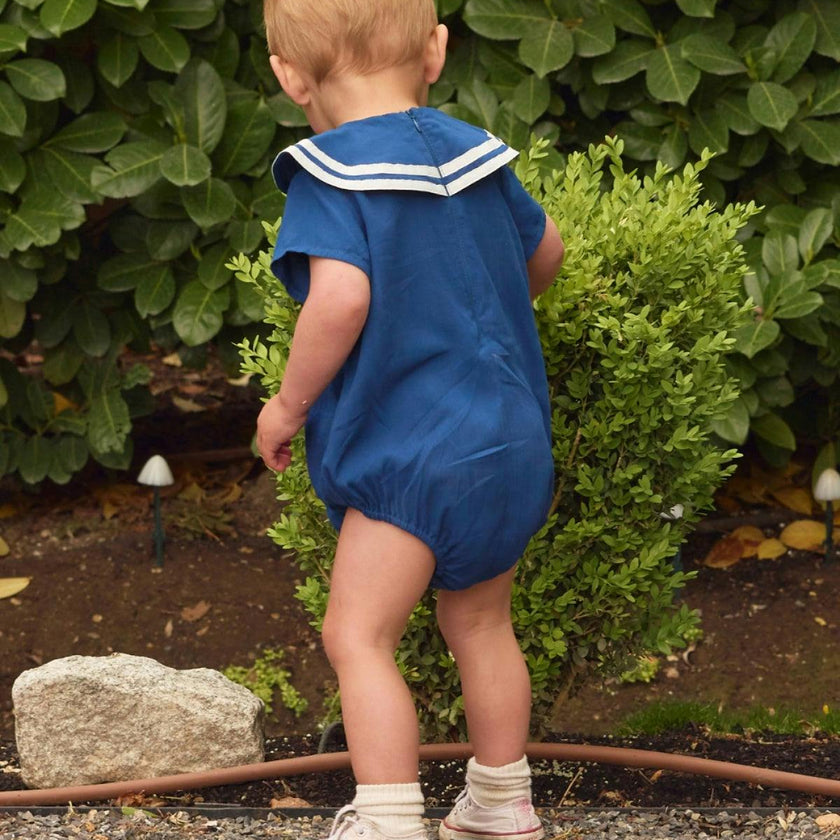 Baby Sailor Romper in Navy