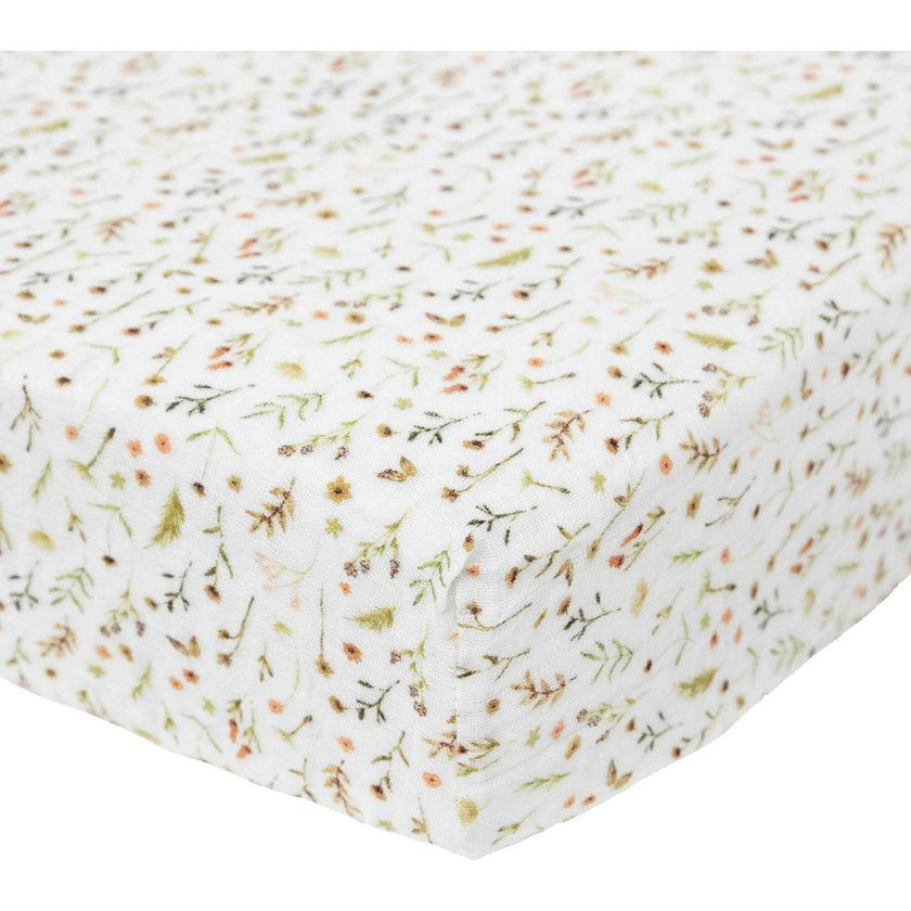 Organic Cotton Muslin Crib Sheet - Floral Field
