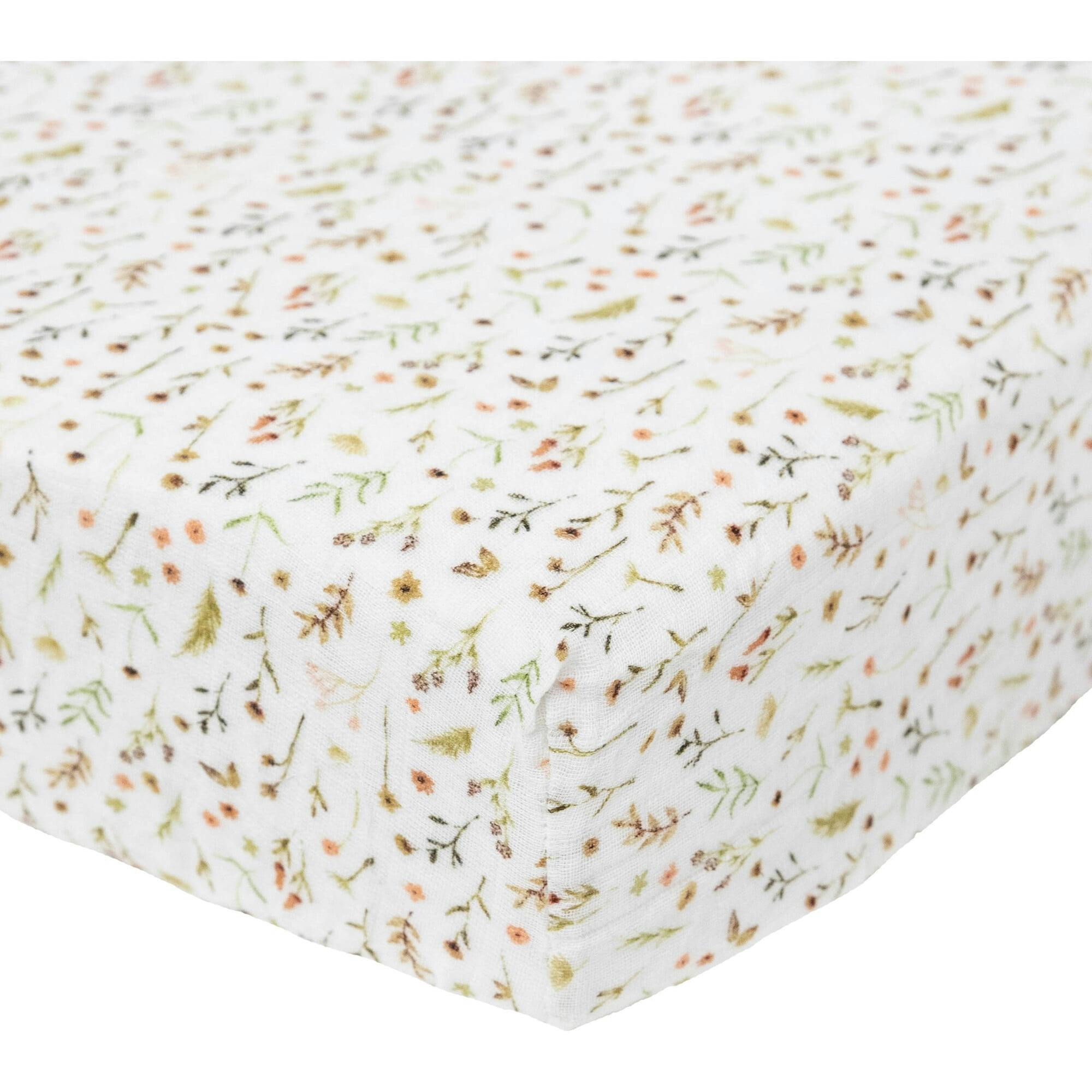 Organic Cotton Muslin Crib Sheet - Floral Field