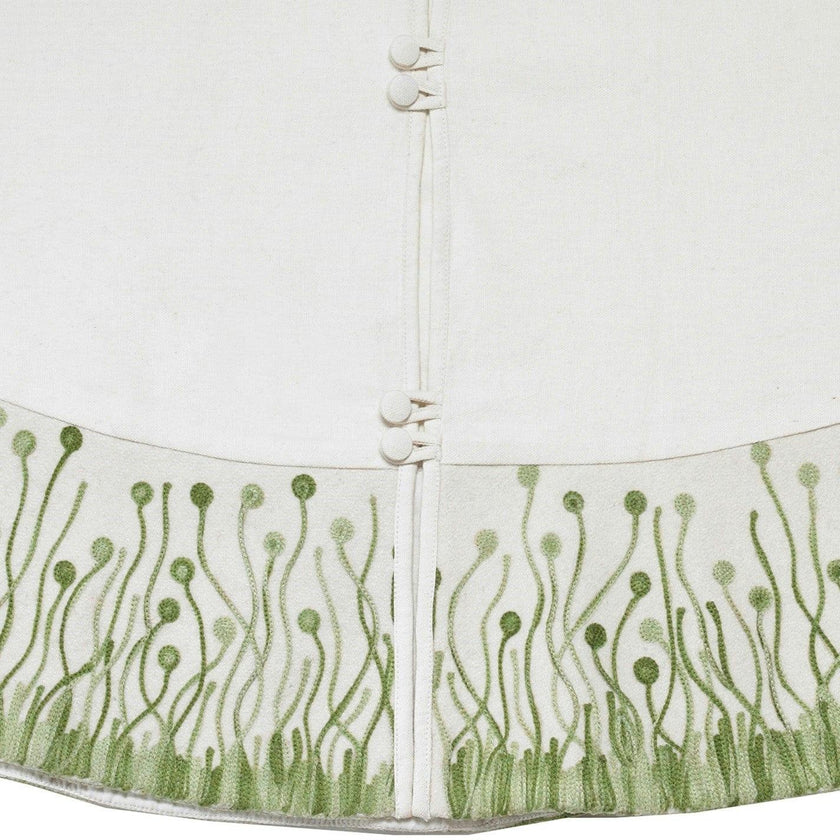 Handmade Flora Christmas Tree Skirt Green