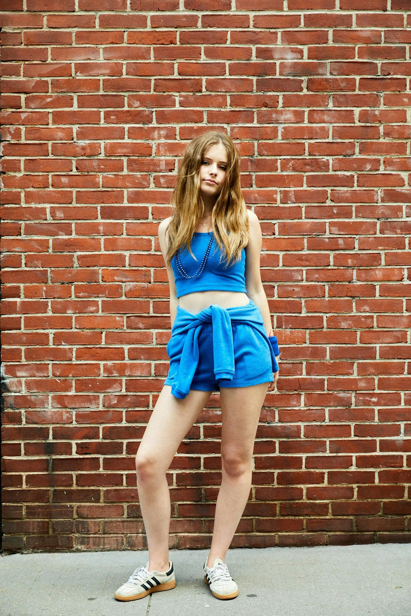 Sammie Camp Blue With Heart & Arrow Terry Shorts