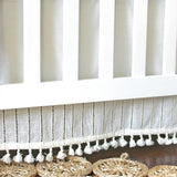 Off-White Boho Tassel Crib Skirt