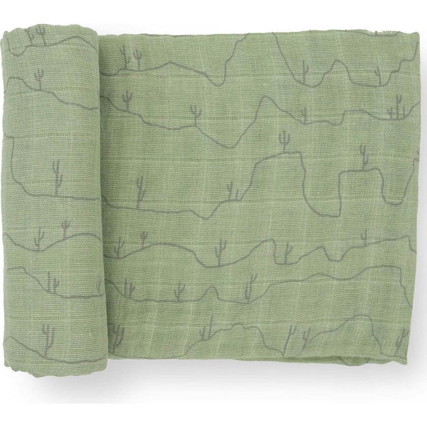 Cotton Muslin Swaddle Blanket - Blue Rainbow