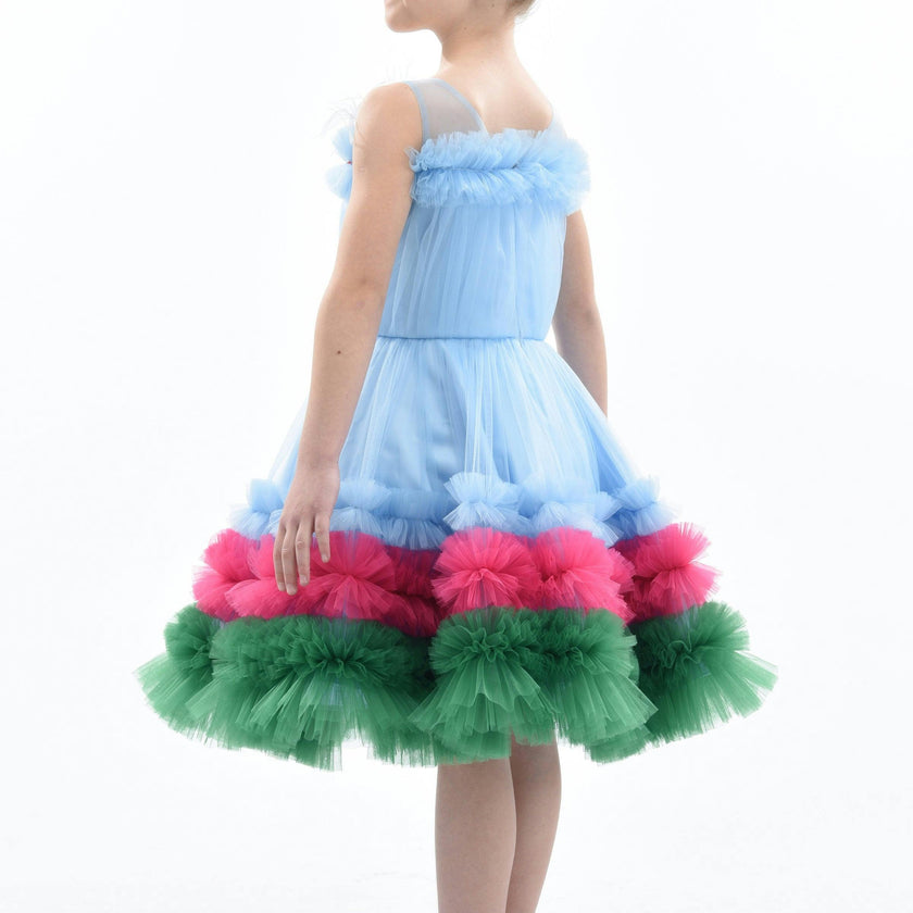 Blue Granada Ruffle Tulle Dress