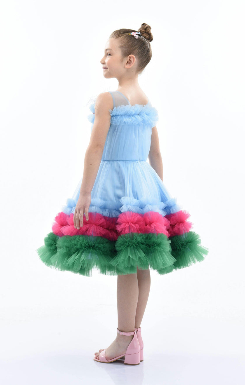 Blue Granada Ruffle Tulle Dress