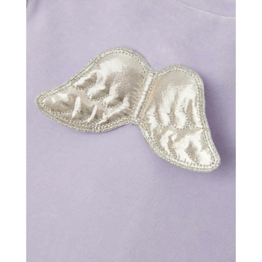 Velour Angel Wing Sleepsuit - Silver & Lilac