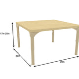 Square Adjustable Kids Table – 17" to 25" Height | Activity Table for Classrooms, Daycares & Homeschool