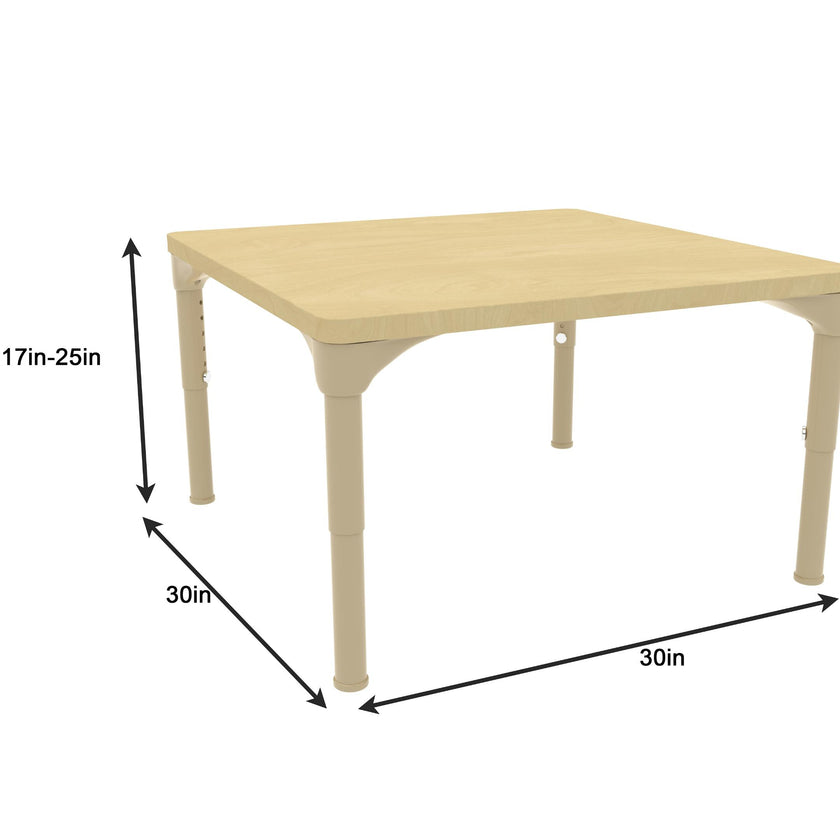 Square Adjustable Kids Table – 17" to 25" Height | Activity Table for Classrooms, Daycares & Homeschool