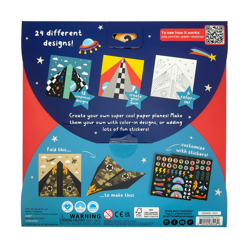 DIY Paper Airplanes Activity Kit - 24 Designs - 2 Sticker Sheets
