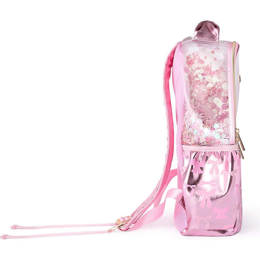 Pink Bow Confetti Clear Backpack by Packed Party | 17" Cute Backpack for Adults