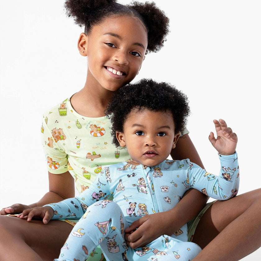 Capybara Boba Bamboo Kids Pajama Short Set