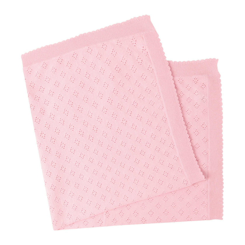 Pink Pointelle Frill Blanket
