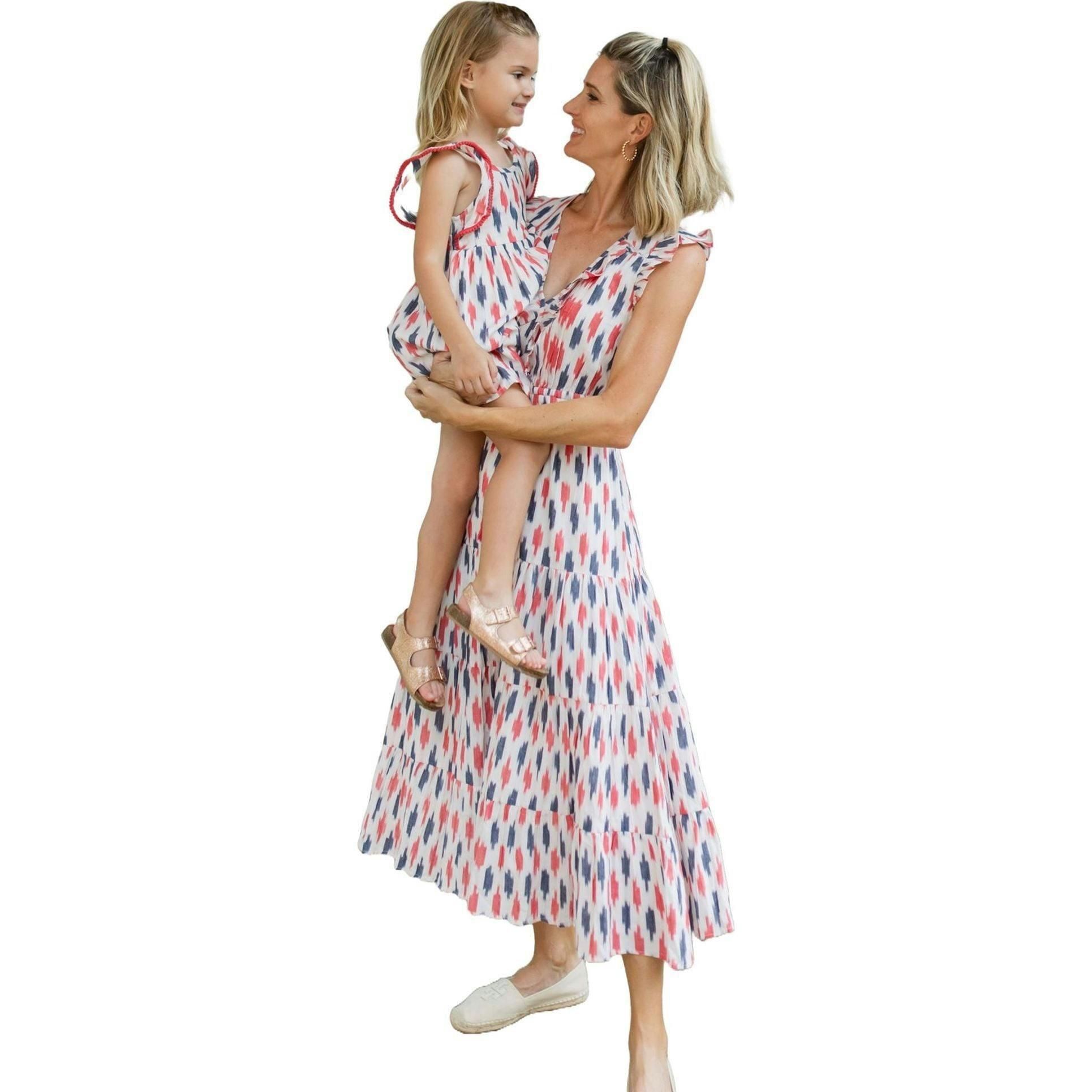 Daphne Ikat Flutter Sleeve Print Dress, Multi