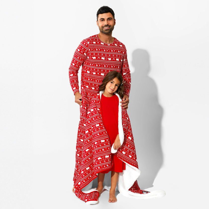 Polar Isle Red Bamboo Sherpa Blanket
