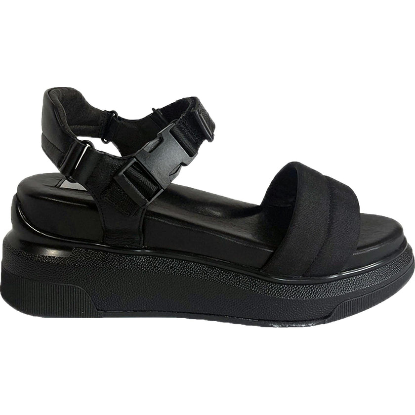 Women's Buckle Velcro Sandal, Black