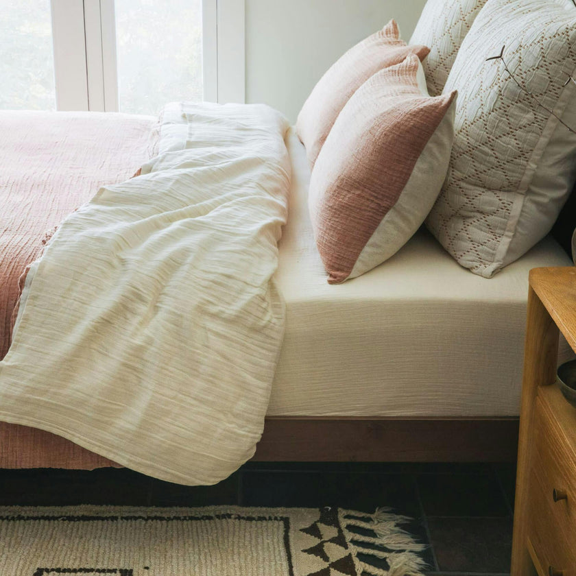 Dune Crinkled Comfort Fitted Sheet, Beige