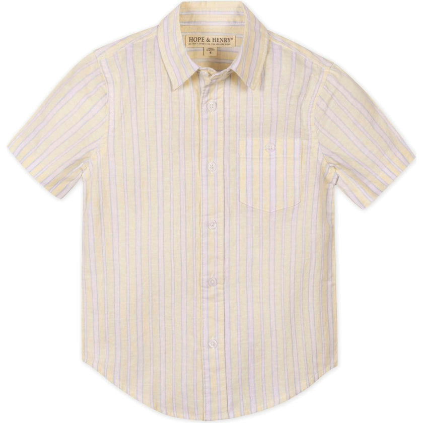 Linen Short Sleeve Shirt, Yellow