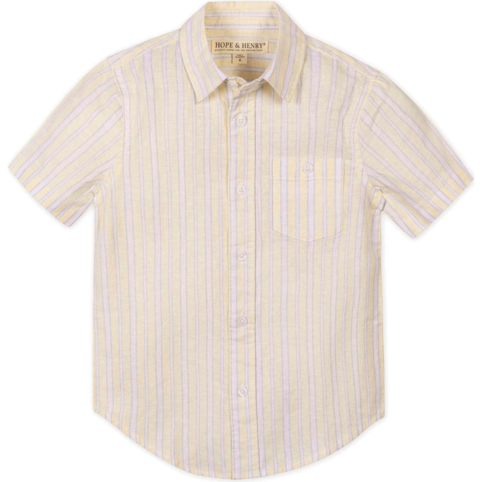 Linen Short Sleeve Shirt, Yellow