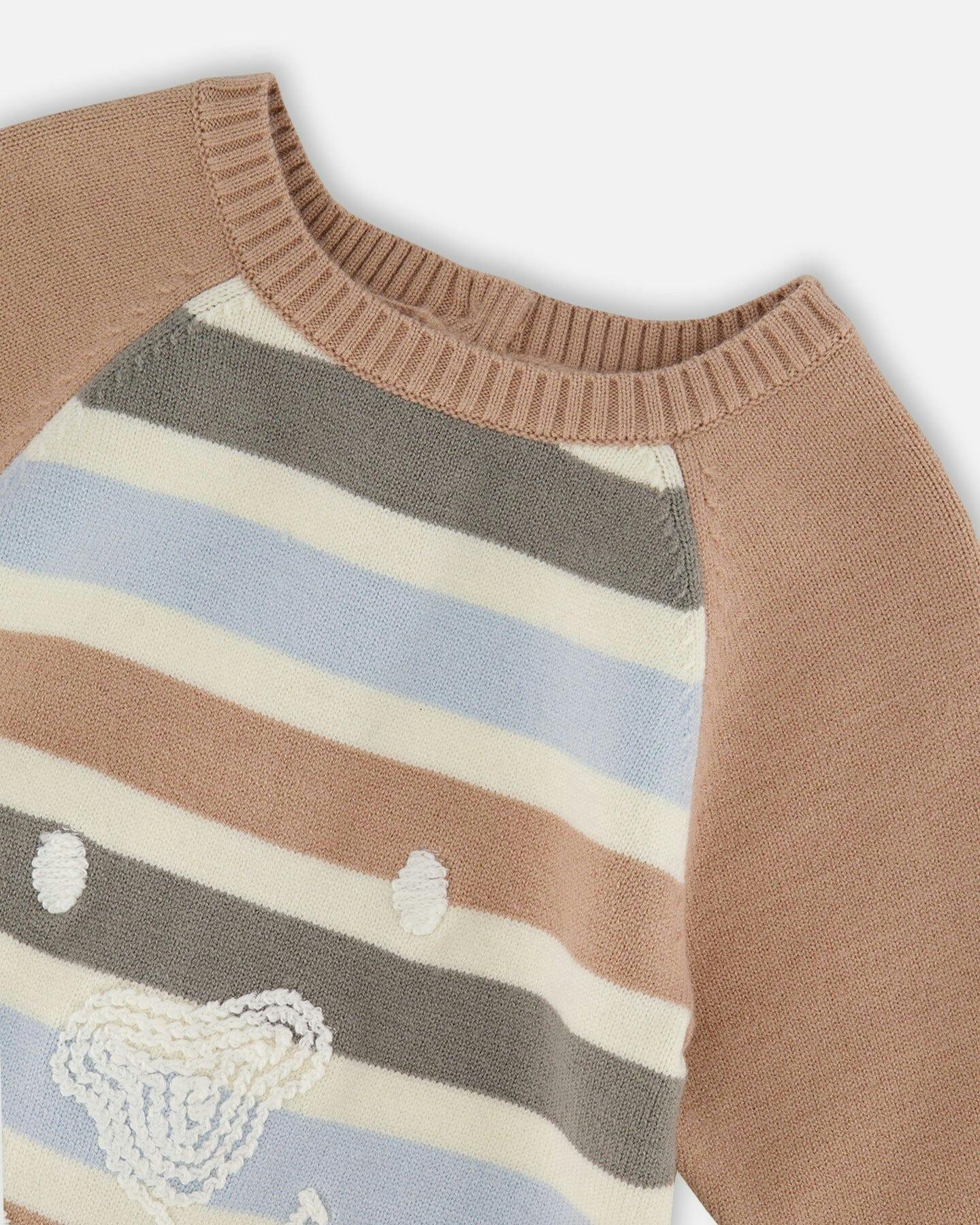 Knitted Romper Blue and Green Stripes