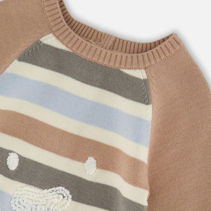 Knitted Romper Blue and Green Stripes