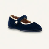 Golden Trim Mary Jane | Navy Velvet