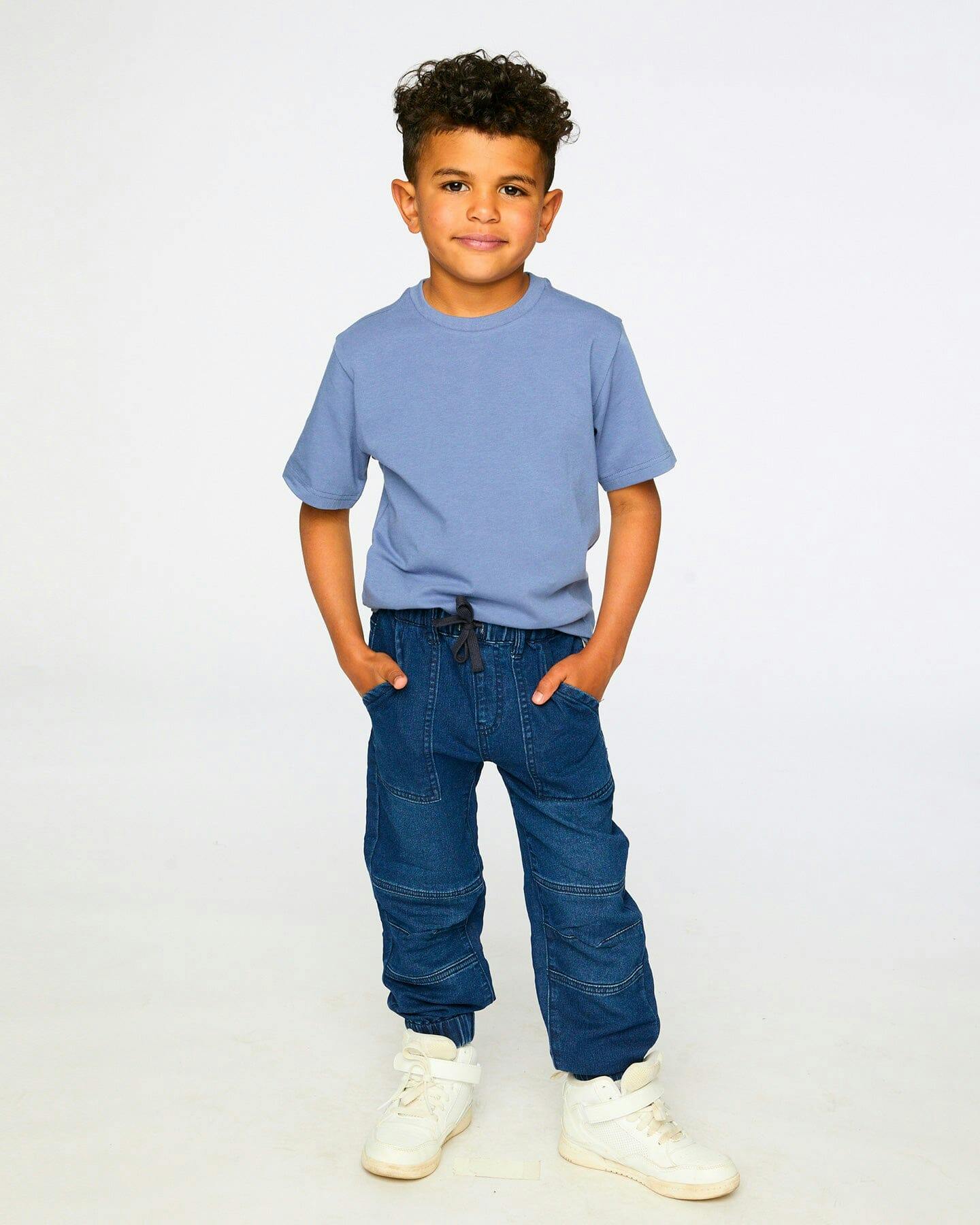 Stretch French Terry Denim Jogger Navy Blue