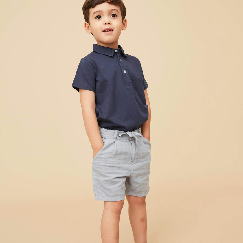 Blue Grey Linen Cotton Shorts
