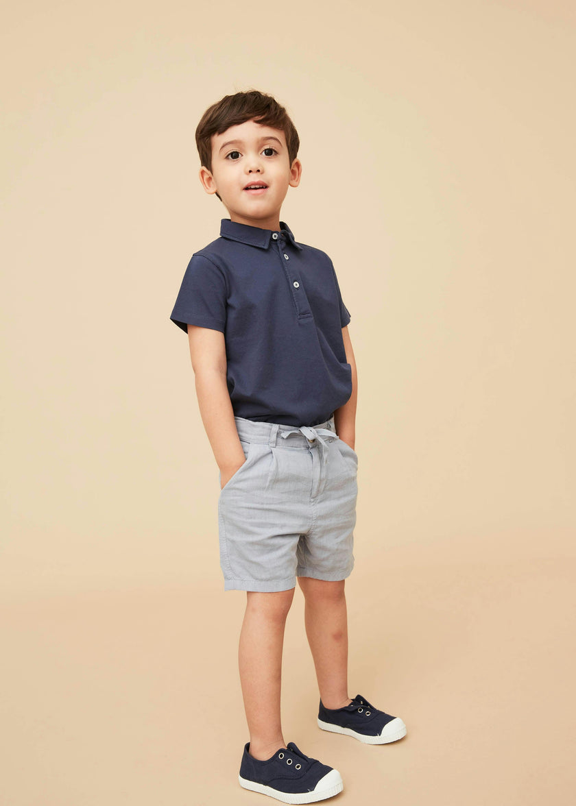 Blue Grey Linen Cotton Shorts