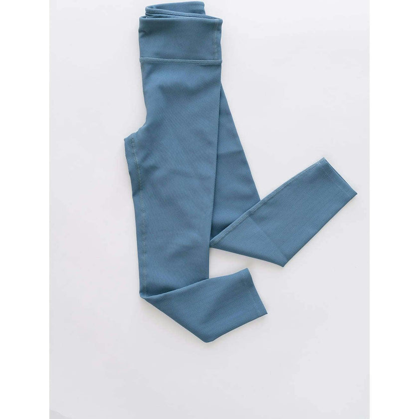 Sporty Ribbed Leggings, Blue