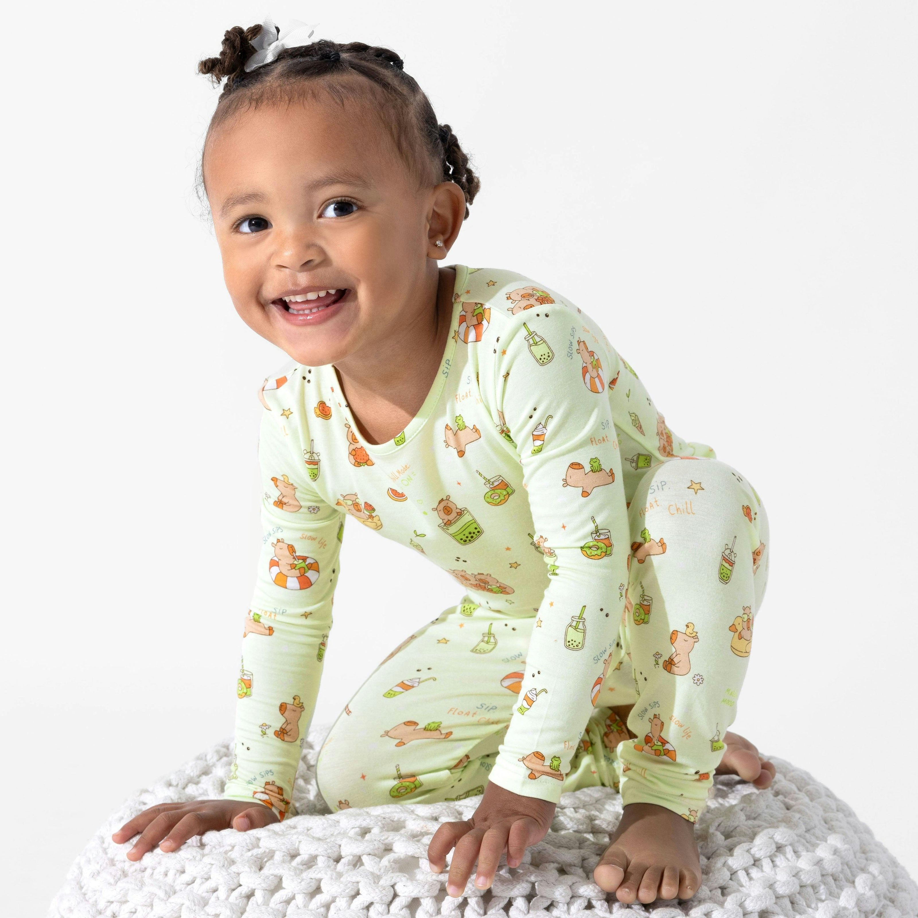 Capybara Boba Bamboo Kids Pajamas