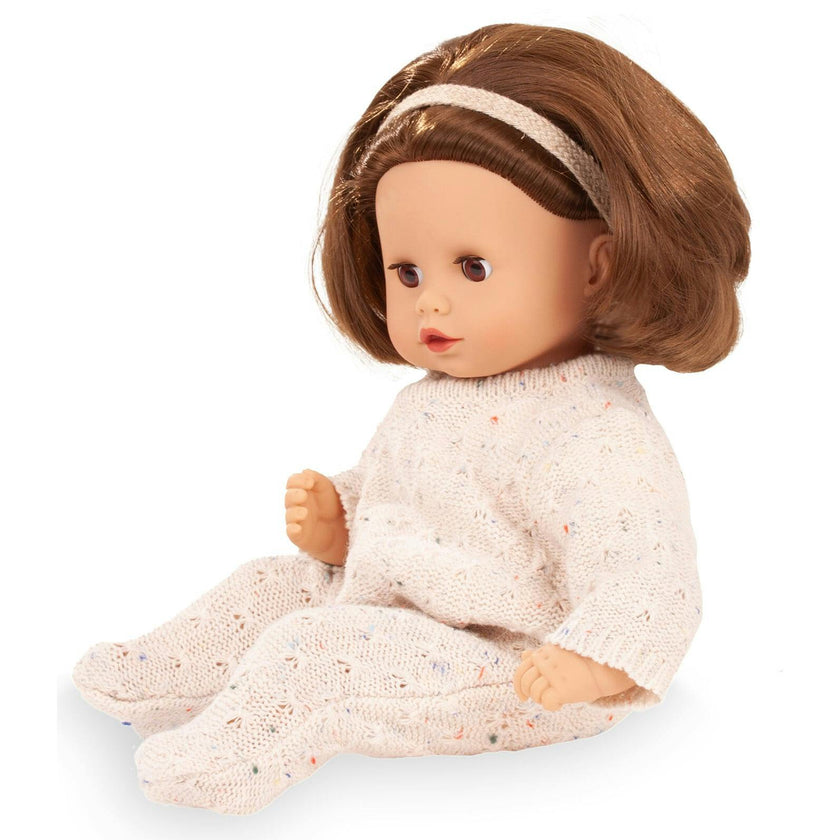 Gotz Muffin “Cozy Knits” Baby Doll – 13" Soft‑Body Doll with Brown Sleeping Eyes