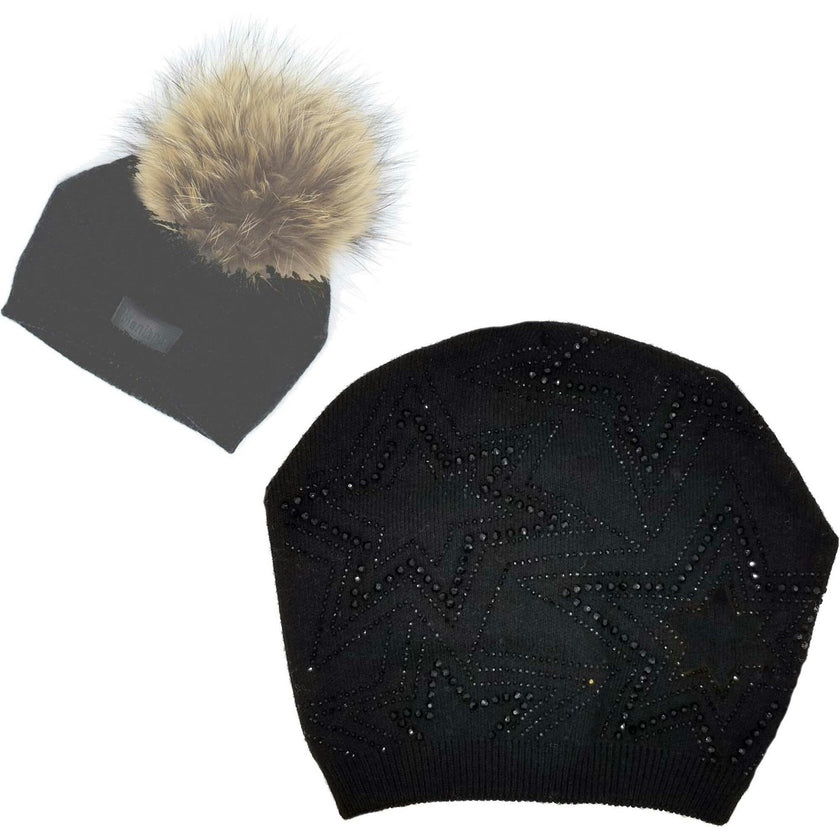 Rhinestone Star Design Hat (Snap On Pom Sold Separately)