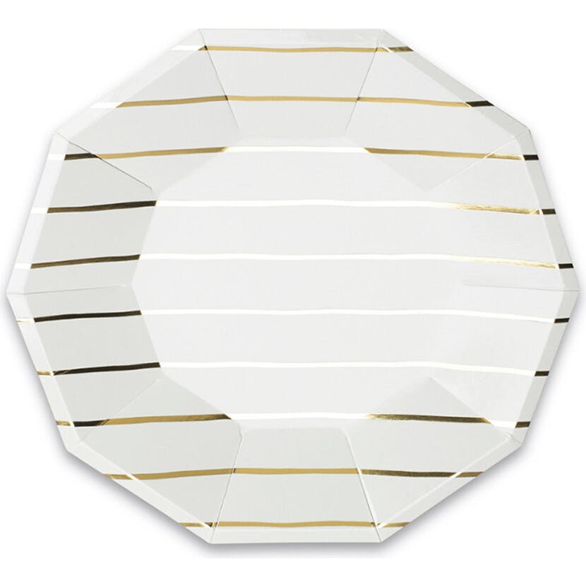Gold Frenchie Metallic Striped Large Plates