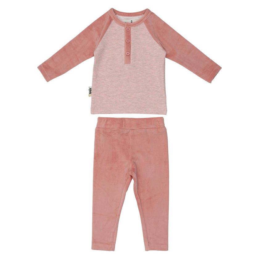 Velour Henley Two Piece Set