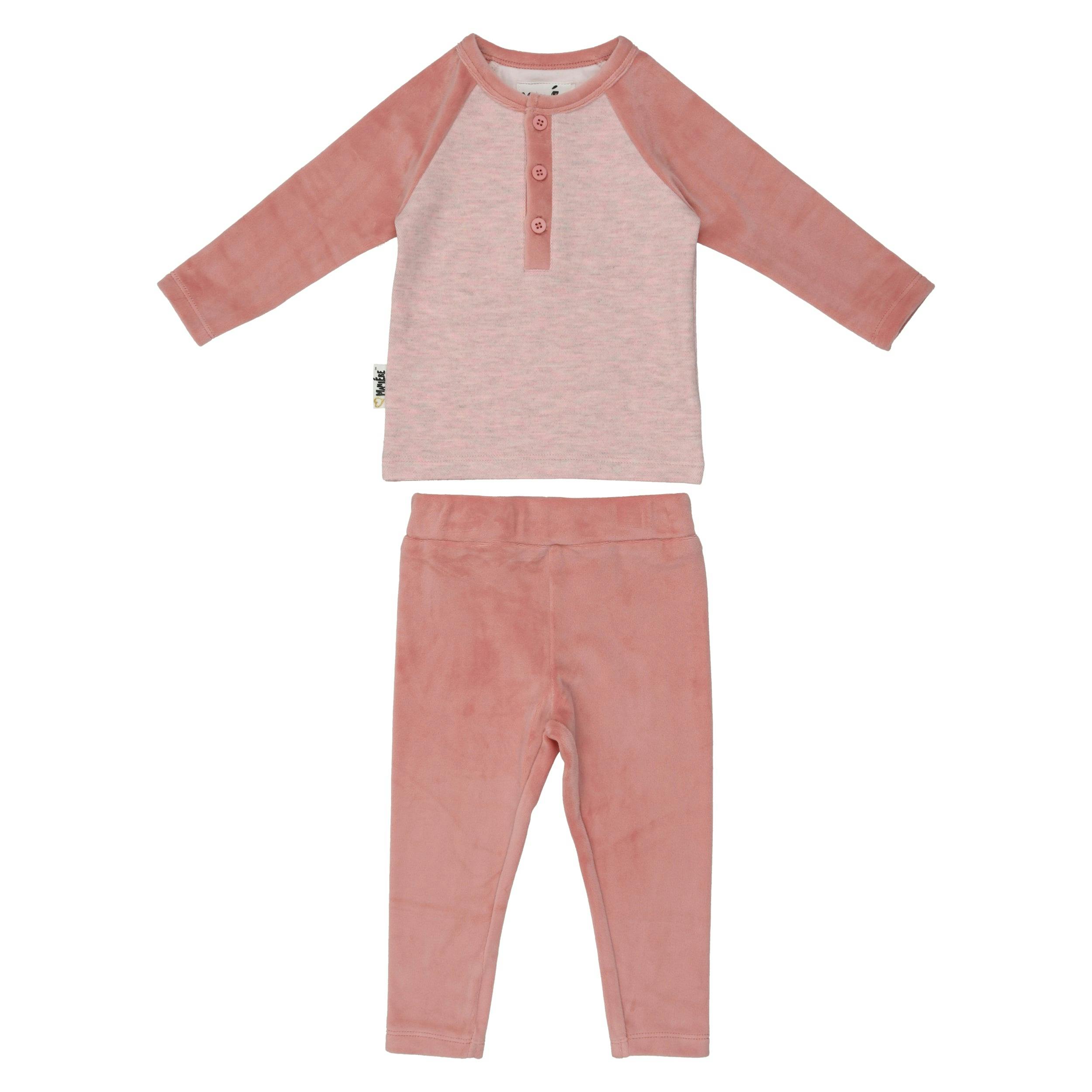 Velour Henley Two Piece Set