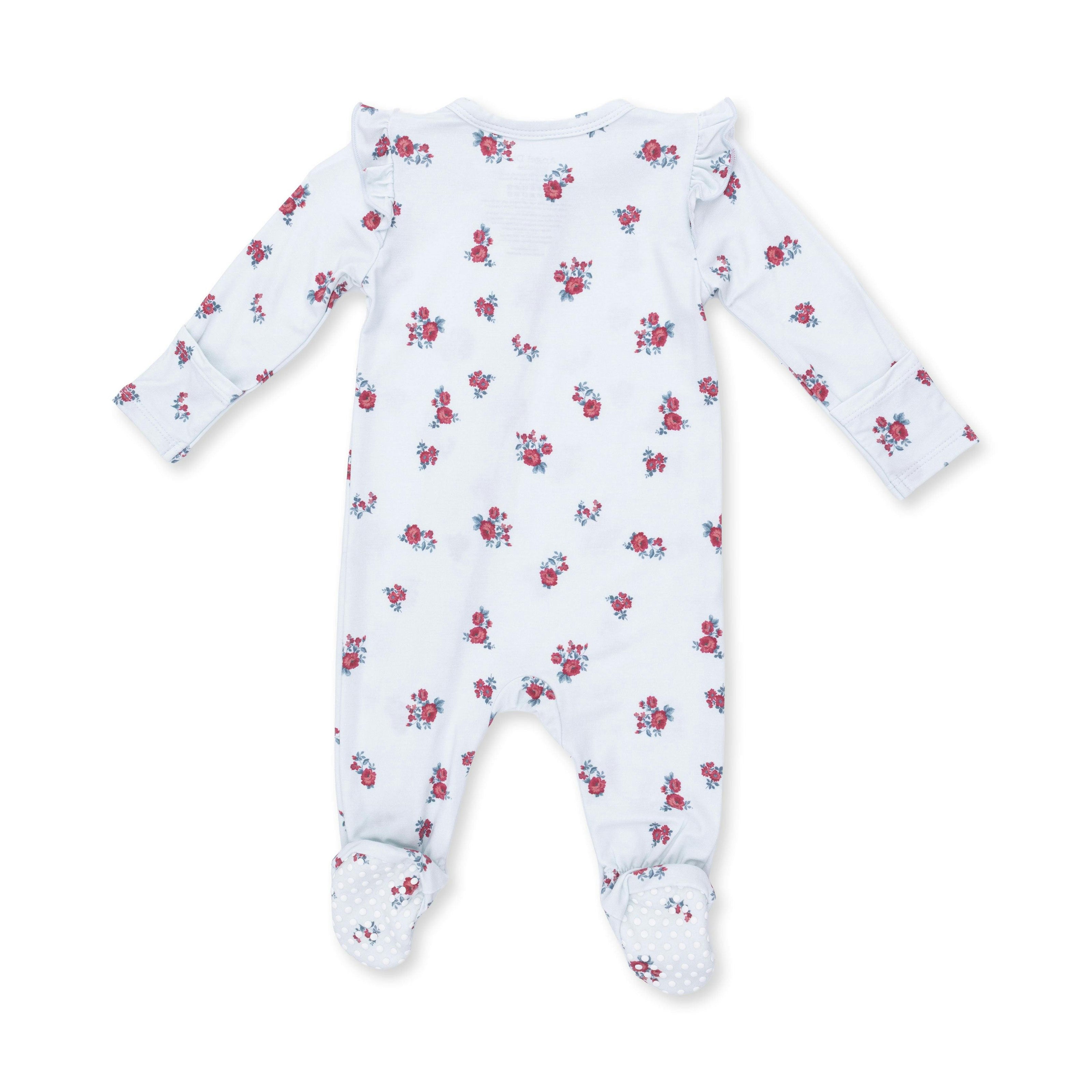 Alyssa Floral - 2 Way Ruffle Sleeve Zipper Footie