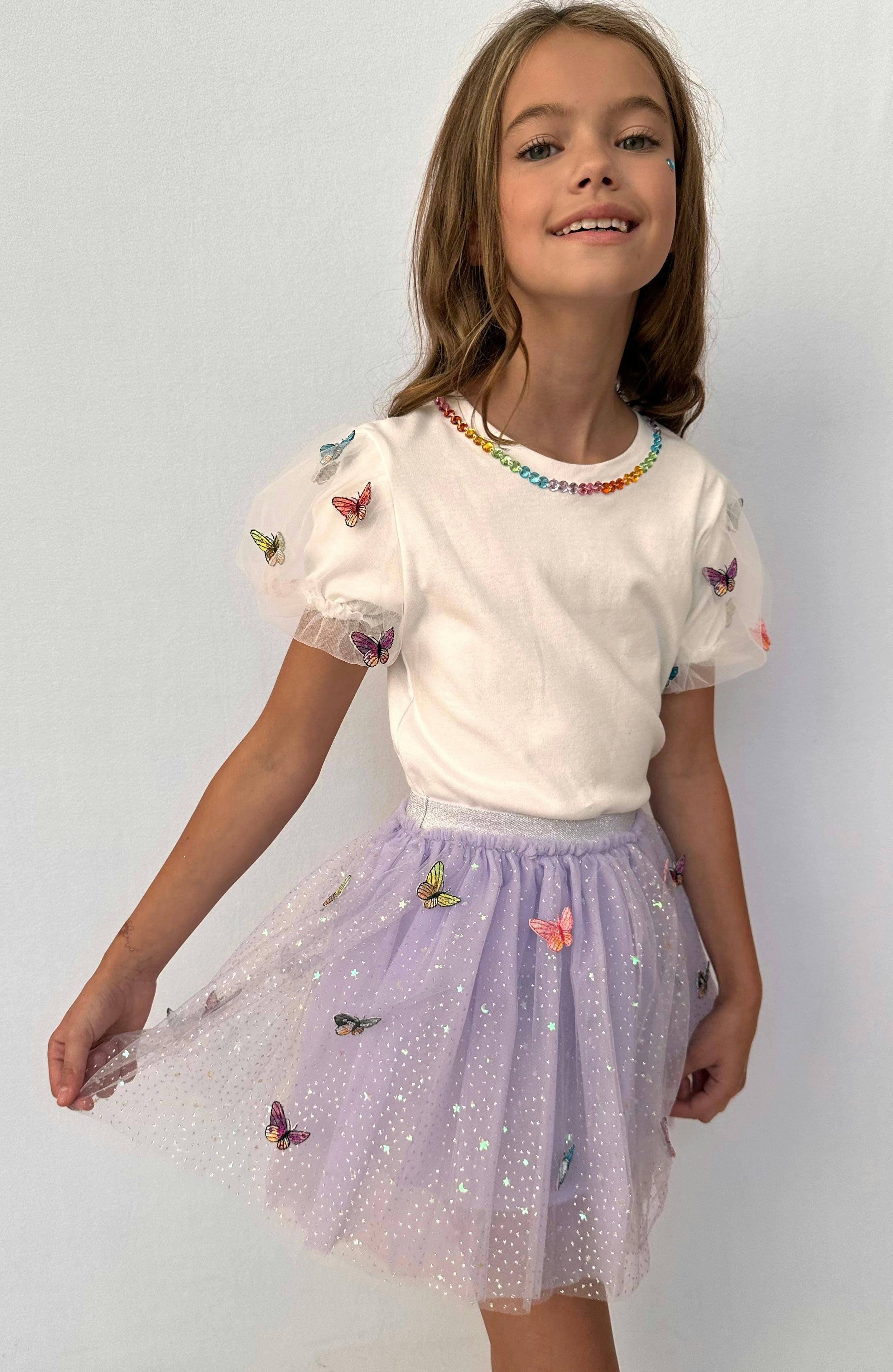 Rainbow Butterflies Tutu Skirt