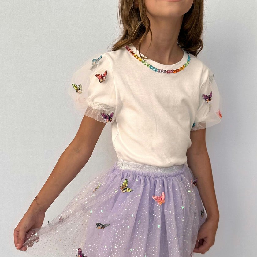 3D Rainbow Butterflies Puff T-Shirt